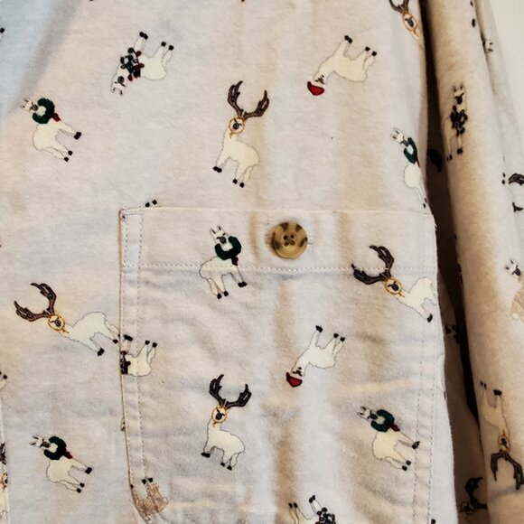 Duluth Trading Co. Holiday Llama Button -down Long sleeve Shirt | Large-Tall - Picture 4 of 6